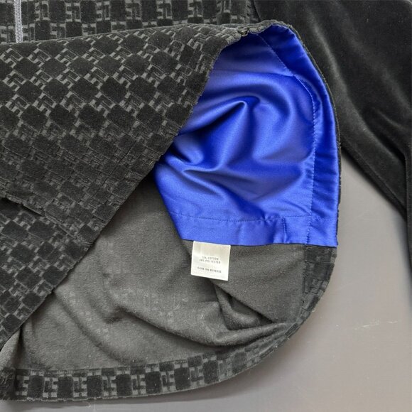 Y2K St. John Sport‎ Marie Gray Black Impressed Logo Velour Jacket Rich Mobwife - Picture 9 of 12